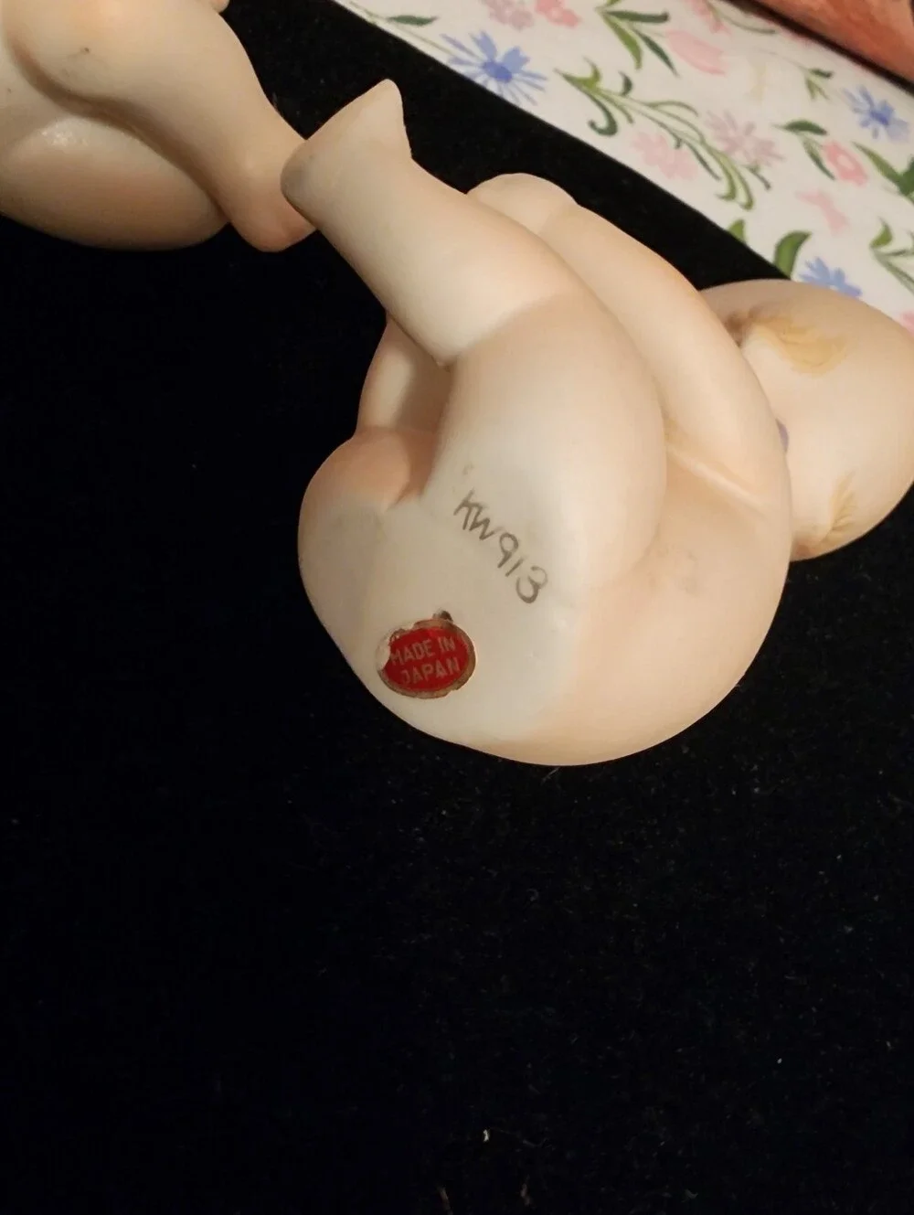 Northcrest Cream Ceramic Kewpie-Style Figurine Pair with Peach Accents